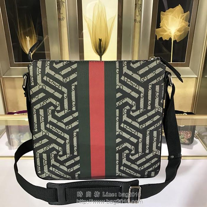 GUCCI 古馳男包 新款 406408 幾何圖 高級人造革 Gucci男士單肩斜挎包